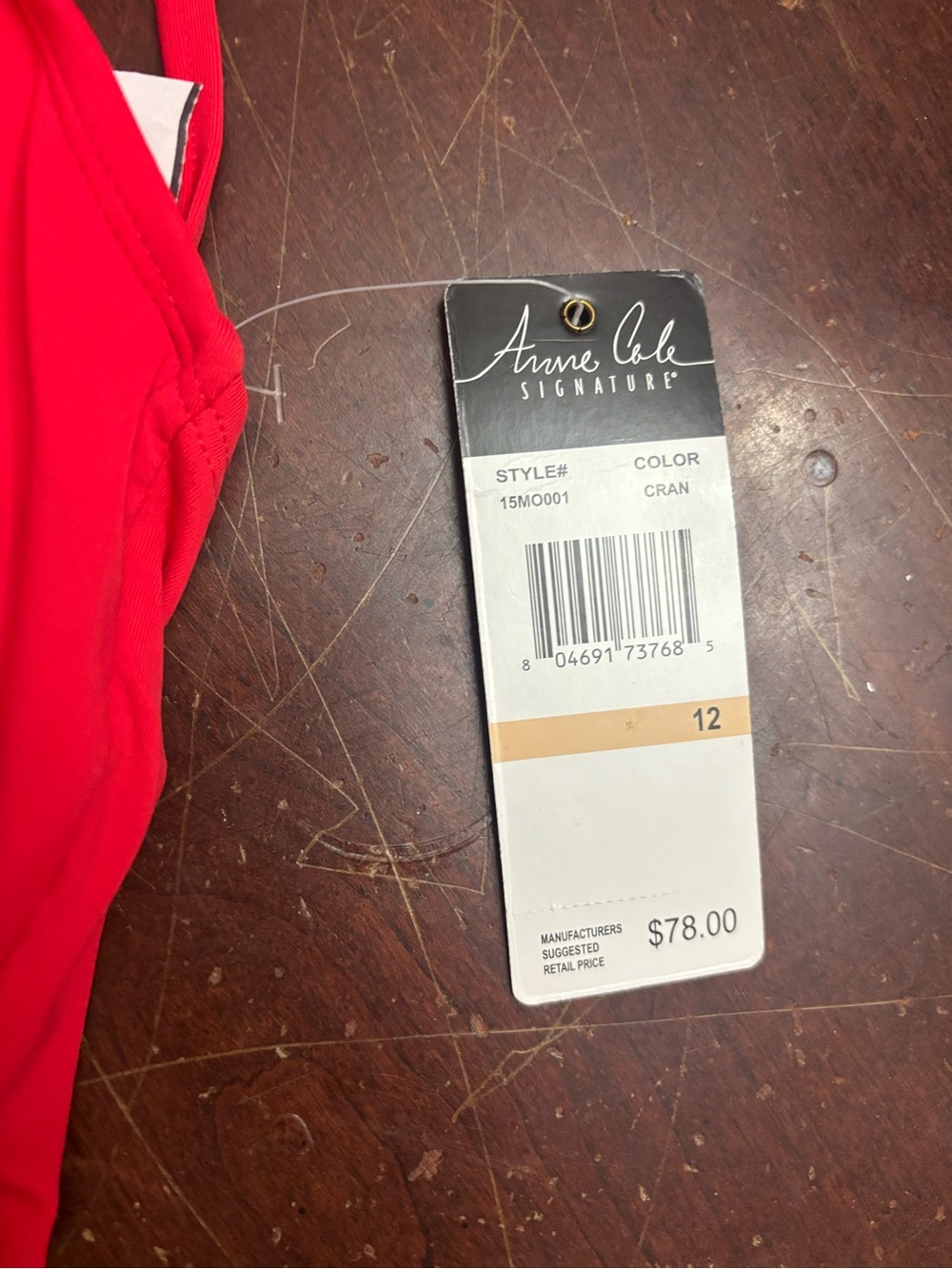 Anne Cole BNWT red cranberry bathing suit one piece vacation maximalist padding - Picture 2 of 5